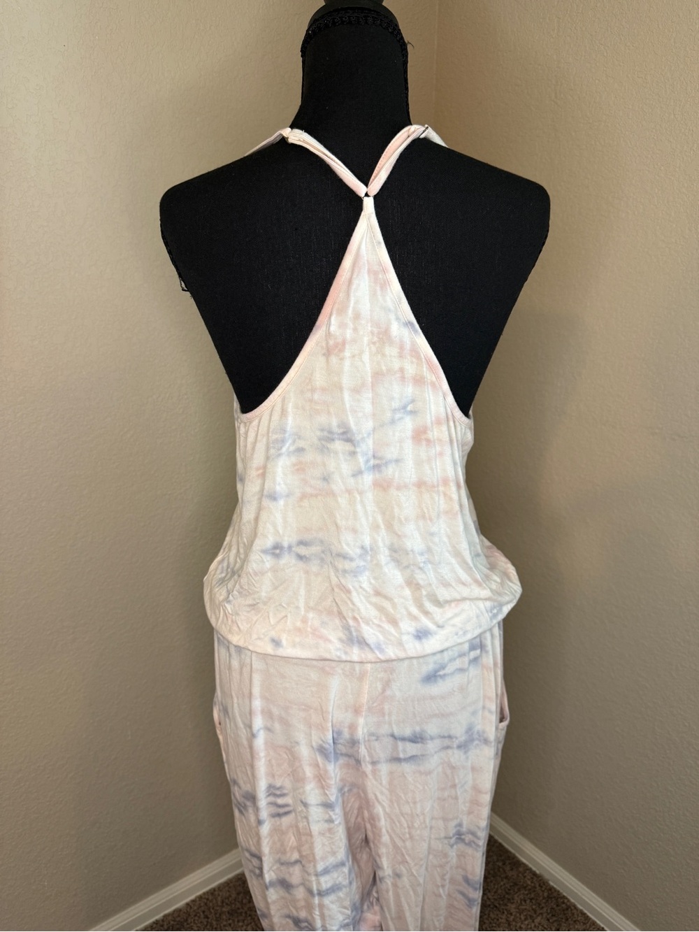 Young, Fabulous & Broke Tie-Dye Sleeveless Jumpsuit in Pastel Pink & Blue - Picture 2 of 4